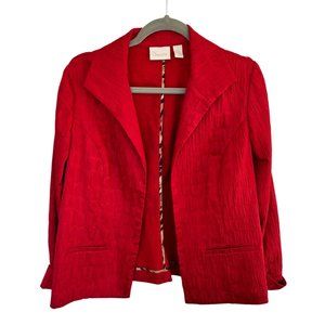 Chico's Red Textured Blazer Women's Sz L (2)